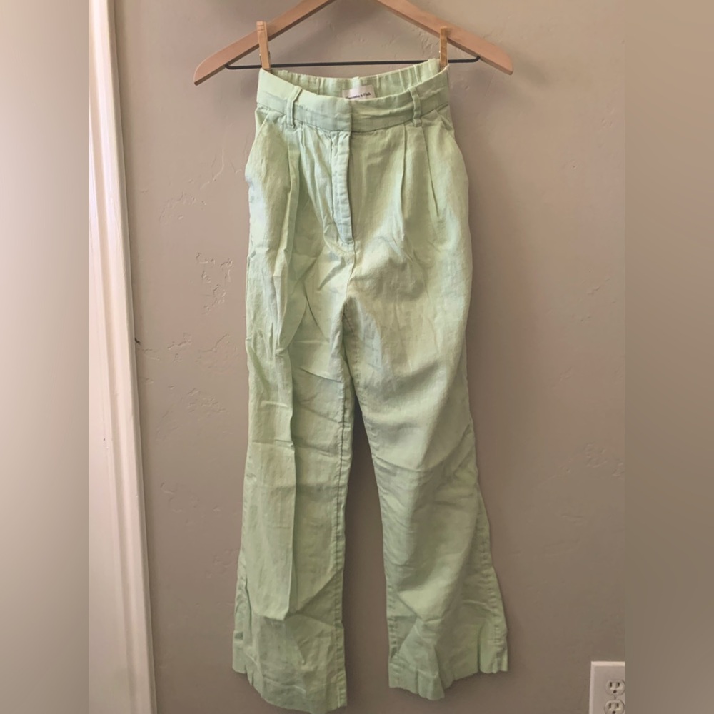 Abercrombie & Fitch Wide Leg Linen Blend Trousers